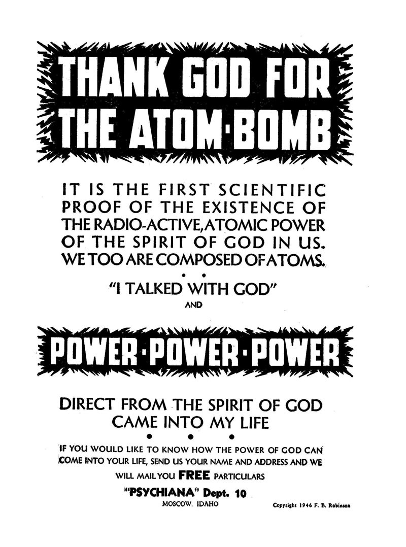 “thank god for the atom bomb”   forsiden