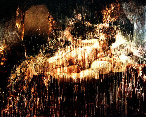 Rembrandt &ldquo;Danae&rdquo; / acid, knife (In 1985, a museum visitor attacked the painting, slashing the canvas twice with a knife before splashing it with sulfuric acid. The entire central part of the composition was reduced to a &ldquo;dark, bubbling, foul-smelling mass that trickled down to the bottom of the the frame and from there onto the floor.&rdquo; The man was later judged legally insane. The damage was restored over the course of the next twelve years, and the painting was returned to public viewing in 1997.)