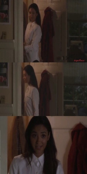 so i just noticed this and i am literally freaking out right now.
this is from &#8220;That Girls is Poison&#8221; aka SE3E05 when paige is at emily&#8217;s and emily is looking for a tie to wear; she goes into her closet and BAM look her door.
brb freaking out more