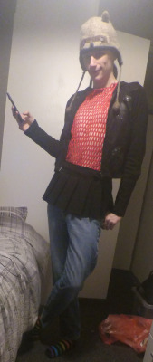 Told you! This is my skirt/jeans combo, with an added plus of showing off (though not very well, sorry about that) my jacket and new shirt! Hurray! 