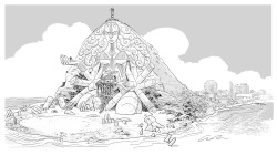 Guy Davis Production Art- The Temple During the pre-production of Steven Universe, we got the chance to work with one of Rebecca Sugar&rsquo;s personal heroes, Guy Davis!  Guy championed the idea of the temple&rsquo;s double head&ndash; one looking sternl