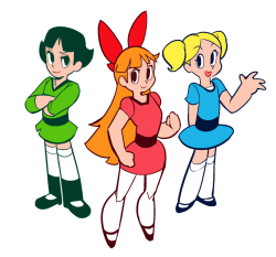 bellend08:  Osamu Tezuka-esque redesigns of the Powerpuff Girls, a cartoon series that already did an episode where the girls had Tezuka-esque redesigns…– old art reuploaded