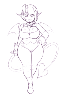 short-blue-imp: Warm-up for today. Playing with the idea that Lily and Ivy being able to fuse together to make the demoness“Violet” when they are feeling especially cooperative. She’s like the equivalent of Lily and Ivy standing on top of each other,
