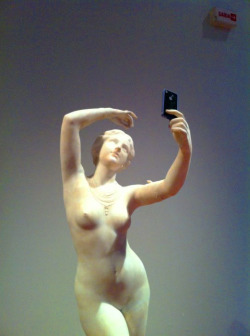 moremetalthanyourmom:  stem-cell: nortonism:  The thing about this is that sculptures like these in art history were for the male gaze. Photoshop a phone to it and suddenly she’s seen as vain and conceited. That’s why I’m 100% for selfie culture