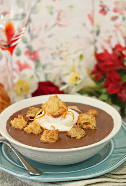 confectionerybliss:  Chocolate Soup With Croissant CroutonsSource: Sugar Hero