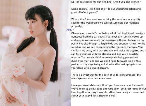 kneelingcaged4you:ritemate:  asiansubboy97:Time to get in with the modern times now!    It would be interesting to hear their wedding vows, I guess they wouldn’t be traditional either…   This would be perfect!