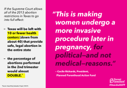 ppaction:  WHAT HAPPENED IN TEXAS: Abortion restrictions in 2013 caused a wave of reproductive health center closures. WHAT’S HAPPENING IN TEXAS: The remaining health centers are struggling to meet increased demand for safe, legal abortion. WHAT COULD
