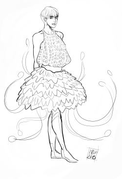@valerikay‘s giveaway prize, her in a spotted jellyfish dress of her own design.