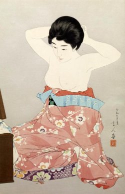 jonilover:  Woman Before A Mirror, Torii Kotondo(1900-1976, Japanese) 