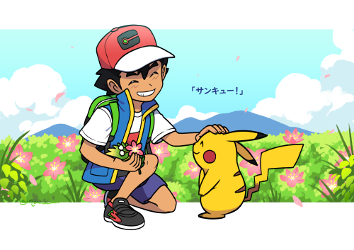 dotemcee:Forever grateful.Commemorating Ash &amp; Pikachu’s 26 year long friendship, as well as Ash’s birthday!