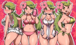 kenron-toqueen:Mao / Mallow playmat commission 😊😊🤗🌺🌺🌺🌺🌸🍇🍐👙🌸👙👙👙👙🌴🌴 #mallow #mao #pokemon #playmat #bikini #kenron #pokemontcg #greenhair