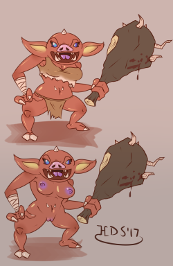 I thought a drawing female Bokoblin would be cute.Otherwise known as putting tits on a Zelda mob.