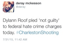 itstrianna:  krxs10:  Dylann Roof pleads not guilty to federal charges in Charleston church attackTerrorist shooter, Dylann Roof, who’s responsible for the death of 9 innocent people at a black church in Charleston, S.C., Plead not guilty Friday to