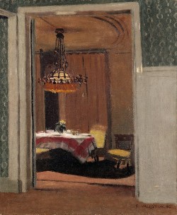 amare-habeo:  Félix Edouard Vallotton (1865 - 1925) - Dining Room, evening (Salle à manger, soir), 1904  Oil on canvas 