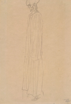 theautologicalmetaphor:  gustav klimt, skeleton dressed in long gown. 1902.