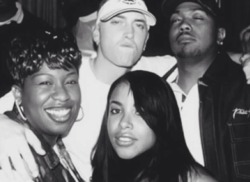respect-for-marshall-mathers:Eminem, Missy Elliott, Timbaland, Aaliyah.