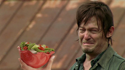 smugmuffin:  Daryl crying alone with salad 