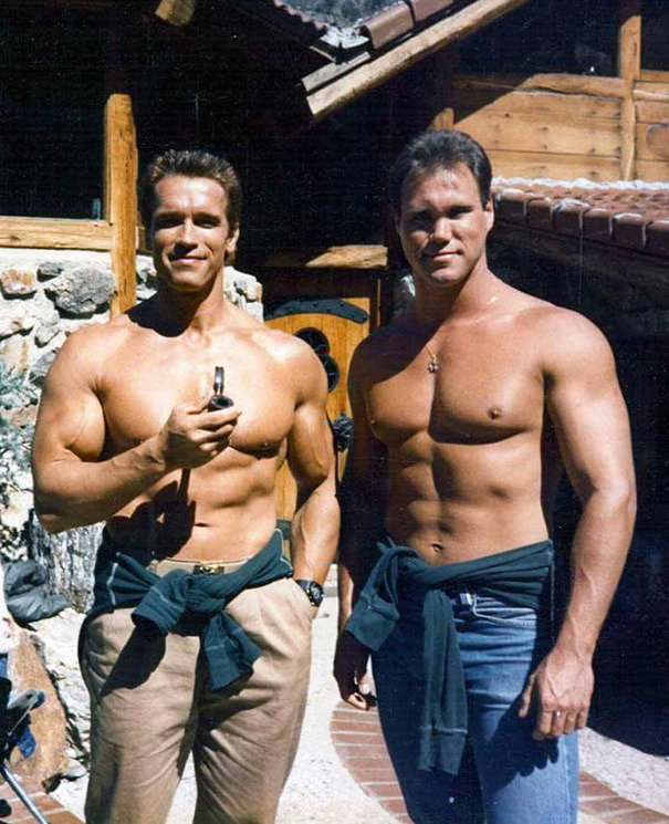 Arnold Schwarzenegger With His Stunt Double Peter KentArnold Schwarzenegger With His Stunt Double Peter KentArnold Schwarzenegger With His Stunt Double Peter Kent On The Set Of CommandoView On WordPress