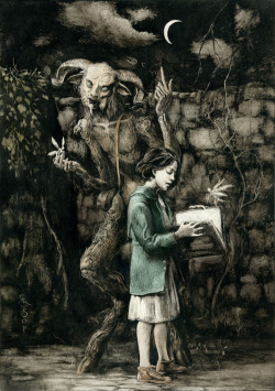 santiagocaruso:   Santiago Caruso : ” Pan’s Labyrinth I ” / Ink and scratching over paper /  24,5 x 34,5 cm / 2013 Book cover of an essay about Guillermo del Toro’s film by Mar Diestro-Dópido, published soon by BFI Film Classics &amp; Palgrave