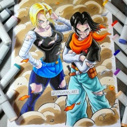 jpcortes77: #dbz battle damaged androids commission ready. #anime #dbz #dragonball #ecchii #pinup #illustration #18 #17 #android18 #android17 #dbs #dragonballsuper #dragonballfighterz #art #drawing #ink #copic #painting #cosplay #goku #vegeta