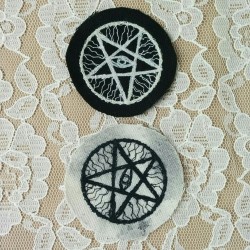 ann-algesia:  Handmade mini monochrome pentacle patches, ŭ.95 CDN. Custom colours also available c: To visit my shop click here! Be goodAA