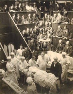 Vincenz Czerny (1842-1916) with Dr. Levi Cooper Lane in surgical amphitheater at Cooper Medical College by Stanford Medical History Center 1901