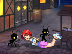 Next:http://stickyscribbles.deviantart.com/art/Kingdom-Hearts-Kairi-Bondage-Gagball-Part2-621956361This was a Patreon fan request. Shadow monster catches Kairi and ties her up.  Kairi yells for her friends but then a Shadow monster quickly gags her.Charac