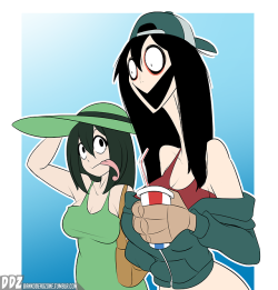 dankodeadzone: Tsuyu and spoopy Tsuyu. Unfinished. They’re spending time together.   patreon I facebook I tumblr I twitter I hentaifoundry I pixiv   