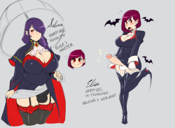 short-blue-imp:  A concept I worked out tonight for a potential VN or Adventure/Puzzle H-Game about Futa Vampires or something 
