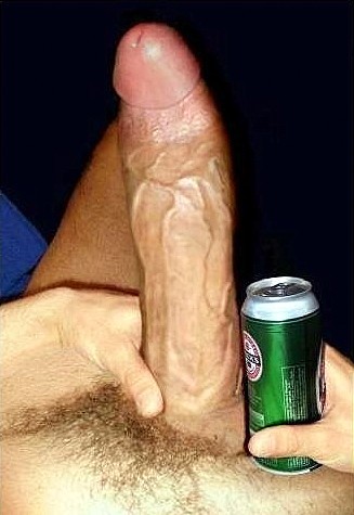 Beer and erect cock