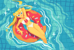 yumbles:  i pretty much never draw finished fanart so since i’m going to animeUSA i thought I’d try to pull some stuff together to sell!?over summer, i really wanted this donut inner tube, and i thought Usagi might like it too! 