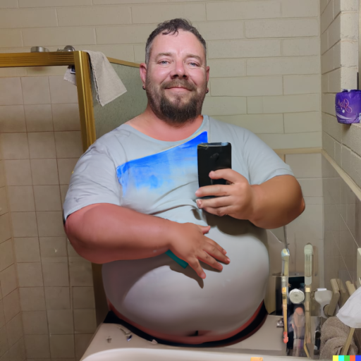 bigboyproject:A little editing to give me a fatter face to match the body.. Another good goal to aspire to I think.. (AI creation) What&rsquo;s your thoughts? How heavy would I be here?How long will it take to get to this size?Will I love being this big?