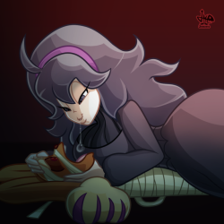 jamearts: [C] Hex Maniac’s got ya! by JAMEArts Commission for PoisonSkunkKingDon’t you hate when she traps you with mummy stripes and starts teasing you while inmobilized?Hex Maniac and Lopunny © Game FreakNick © PoisonSkunkKing 
