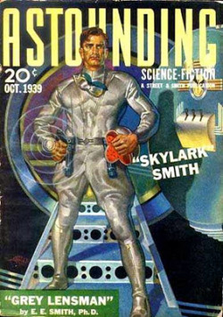 Cover painting of E.E. &ldquo;Doc&rdquo; Smiths&rsquo;s Skylark by Hubert Rogers.  What a space hunk!