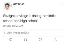 saintcanaanofthesheep:  I know this is a fun tweet and all that but it absolutely is an instance of striaght privilege. Heterosexual people have up to seven years to explore their sexual and romantic attraction in an environment that is designed for them