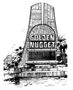 vintagelasvegas:  Plans for Golden Nugget on the Strip, 1987 Two concepts for pylon/marquee by Charles Barnard at Ad-Art for Steve Wynn’s Golden Nugget on the Strip. The resort was eventually renamed The Mirage. 
