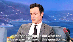 jamiesfraser:  &ldquo;There’s a scene where you’re jogging and they say that your package is quite apparent in these sweatpants and it’s like a thing that women are talking about.&rdquo; Conan on Justin Theroux’s jogging scenes in The Leftovers
