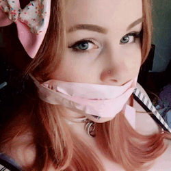 kittentoys:Still cute with panties in my mouth &amp; my mouth taped shut.