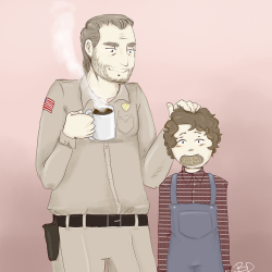 gh0uliette:ahh I tried out a different art style (for me) for this but yeah here’s a cute dad and his precious psychic child