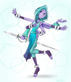 atiller-1: Here is Lavender Fluorite!  She’s a triple fusion of Aquamarine, Emerald, and Turquoise. Once again done by @cubedcoconut  I love this fusion, thanks for commissioning me!