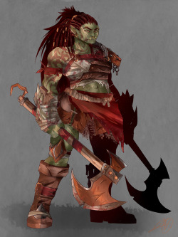 I’m finally learning how to play D&amp;D with my buddies so here’s my Half-Orc Fighter Brutaak!!! and yes she is just a straight up Thirst creation by me!!
