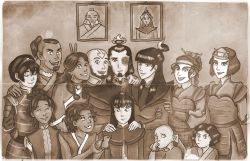 the-dancing-dragons:  Headcanon: at some point Zuko decided he wanted a family portrait instead of a simple portrait like all the Fire Lords before him had… it all went downhill from there. Not that he complained. Texture: [X] 