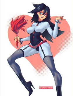 supersatansister:  superfantoasts:Sexy R-Rated Hero Midnight Appears! Hey everyone! Interesting news: I opened a SFW tumblr, for some clothed / sexy but soft pinup girls goodness. If you want to share my works without worrying about porny content, check