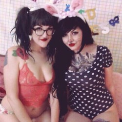 kimlucille:  On MFC with @domxbomb , were bunnies that one some people to buy us drinks and we are going out prizes!!