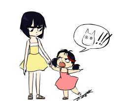 daijouboom:  That other post reminded me of this other KLK fanart I had. XD This is old, I think it was on my last blog…but I still like it.For those that don’t know, Ryuko saw a strange creature in the yard but her meanie head sister Satsuki doesn’t