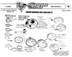cartoonbrew:  Model Sheet Reference : “The Powerpuff Girls” These drawing instructions/rules for the Power Puff Girls are filled with great drawing tips in general. The characters may appear simplistic but there are a lot of sophisticated design