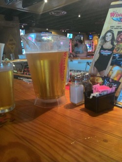 sumisa-lily:Pitcher #4 going dooooowwwwnnnn. Two people…4 pitchers of beer…ANYTHING could happen at this point. Lol. Don’t judge me. #5…yap. Gonna be a loooong and interesting night. I have the feeling&hellip;something &ldquo;bad&rdquo; bout to