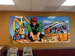 wyodak:There is a McDonald’s on the Kansas Turnpike/Interstate 35(south of Wichita) that has some straight up Soviet/Communist/Russian/Proletariat style artwork decorating it.   I asked a worker about it and they have no idea why they have it but it’s