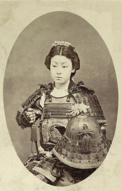 sixpenceee:  A samurai warrior poses for a photograph. With their husbands almost always away for battle, samurai women took over the task of protecting their children and their home from enemies. This was in the late 1800s. 