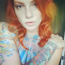 annasthesiaawful:  I know it’s not @suicidegirls #selfiesaturday, or #tattoosday, but whatever. It’s been one fuck of a crazy week and just to proud to have survived it so far… #listlesssigh #redhair #tattooed #inkedgirls #selfie #suicidegirls #gratuitous